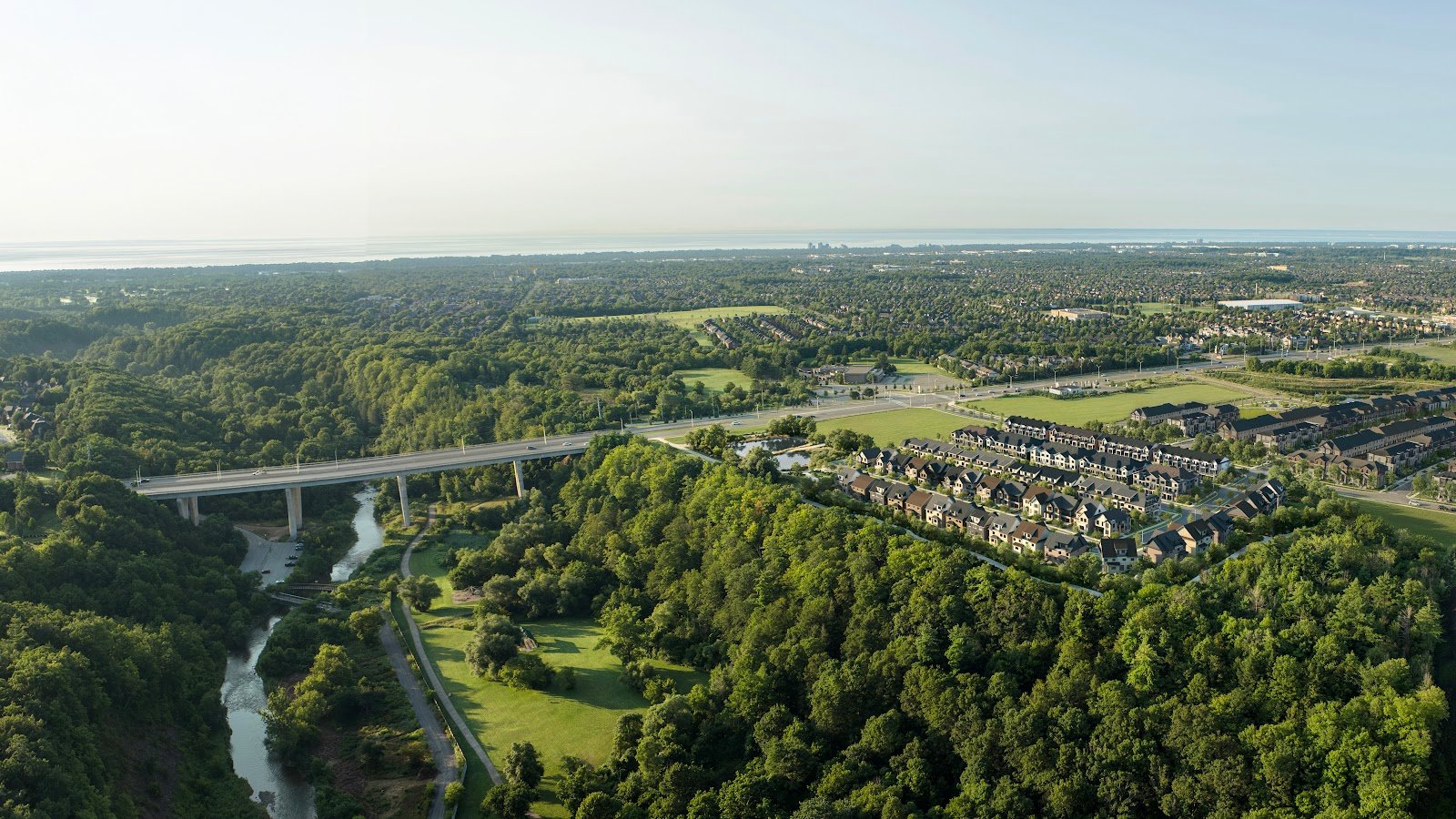 Community aerial rendering of Five Oaks